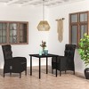 vidaXL Patio Dining Set with Cushions Gray and Black Garden Chair 3 Piece - Black 31.5" Table Length - 2 of 4