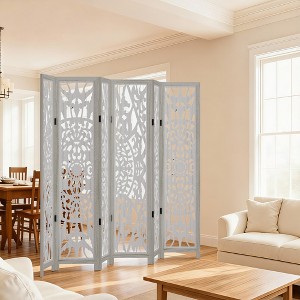 Spassway Rustic Folding Wood Room Divider Vintage Freestand Privacy Screen for Room Seperation Living Room Bedroom Office Room - 1 of 4