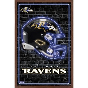 Trends International NFL Baltimore Ravens - Neon Helmet 23 Framed Wall Poster Prints - 1 of 4