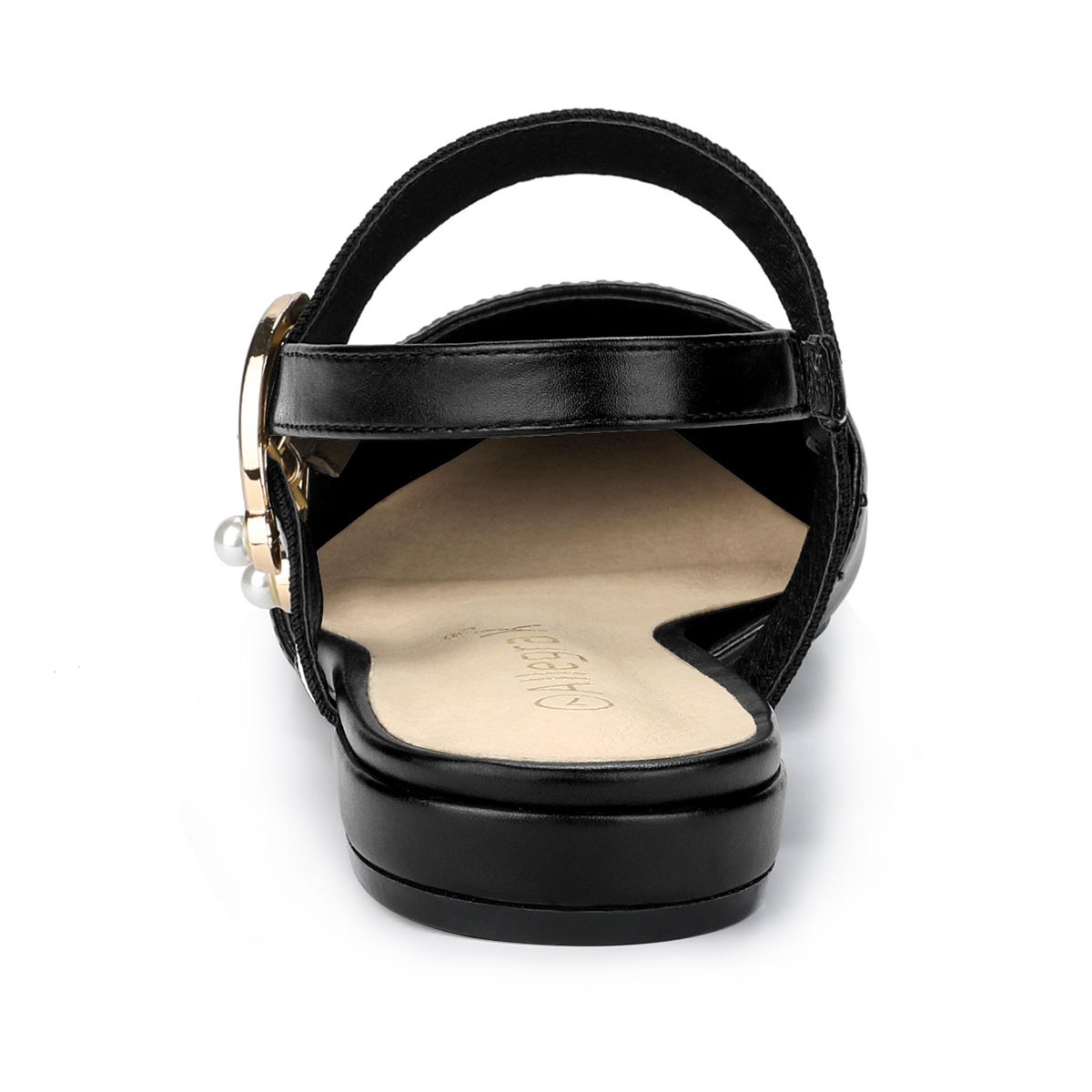 Женские сабо Allegra K Women's Pointed Toe Slingback Flat Mules Black 7.5 — фото 4