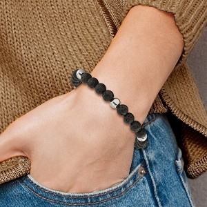 Chisel Stainless Steel Polished 9mm Lava Stone Beaded Stretch Bracelet - 1 of 3