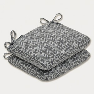 Outdoor/Indoor Herringbone Rounded Corners Seat Cushion Set of 2 - Pillow Perfect - 1 of 3