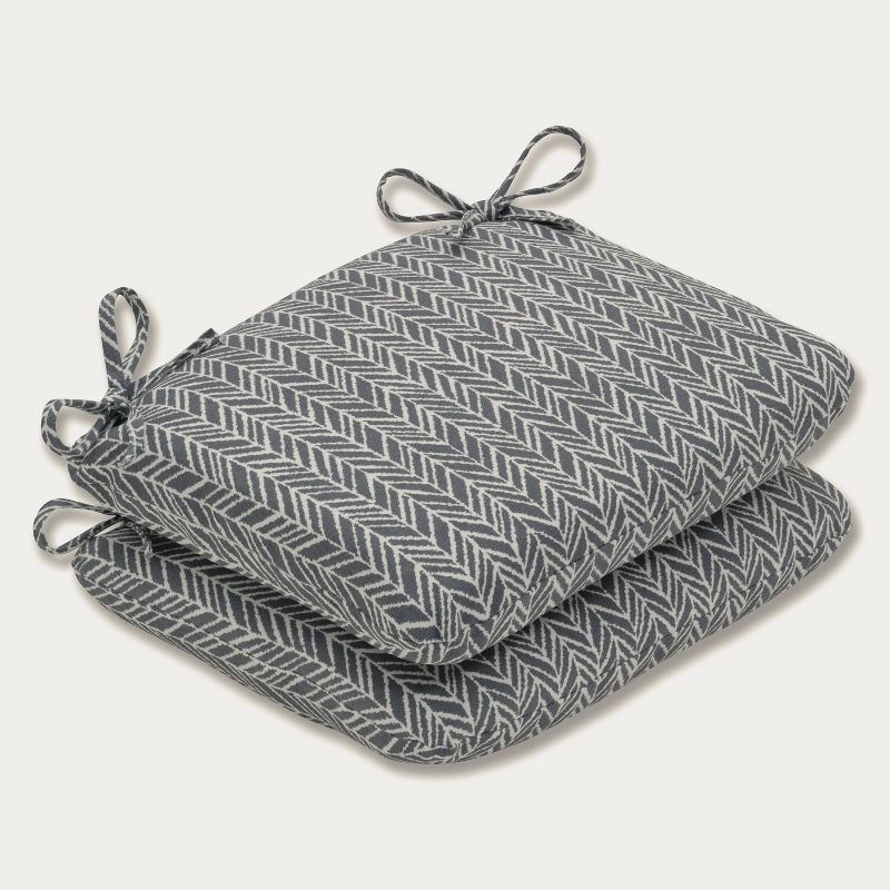 Outdoor/Indoor Herringbone Rounded Corners Seat Cushion Set of 2 - Pillow Perfect, 1 of 5
