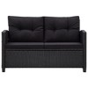 vidaXL 6 Piece Patio Sofa Set - Black Poly Rattan Outdoor Furniture with Thick Cushions and Durable Powder-Coated Steel Frame - 3 of 4