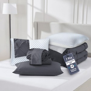 Nestl Comforter Set, 9 Piece Pinch Pleated Bedding Set, Bed in a Bag, All season Bed Set with Cooling Pillows - 1 of 4