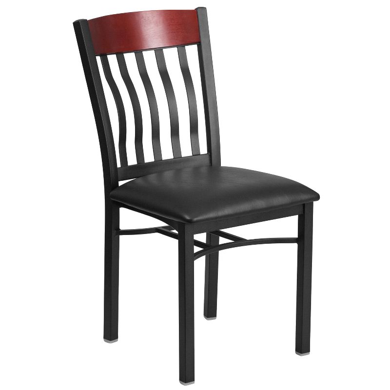 Flash Furniture Vertical Back Metal and Wood Restaurant Chair with Vinyl Seat, 1 of 7