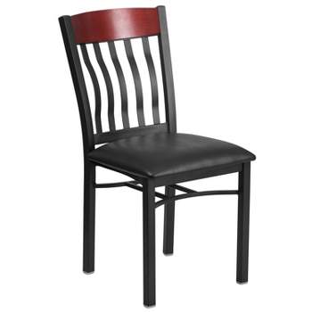 Flash Furniture Vertical Back Metal and Wood Restaurant Chair with Vinyl Seat