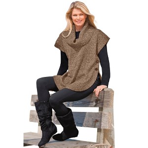 Woman Within Marled Knit Cowl Neck Duster - 1 of 4