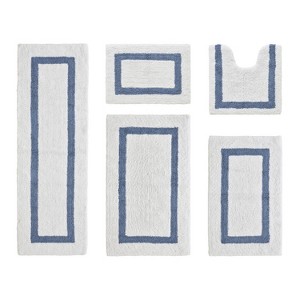 Hotel 5 PC Bath Rug 100% Premium Cotton Tufted Weave Two Tone Reversible Bathroom Rug, Super Soft Absorbent, Machine Washable Bath Mat - 1 of 4