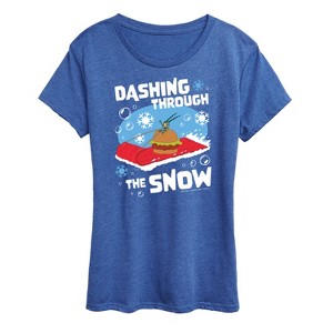 Women's - SpongeBob SquarePants - Dashing Through The Snow Short Sleeve Graphic T-Shirt - 1 of 4