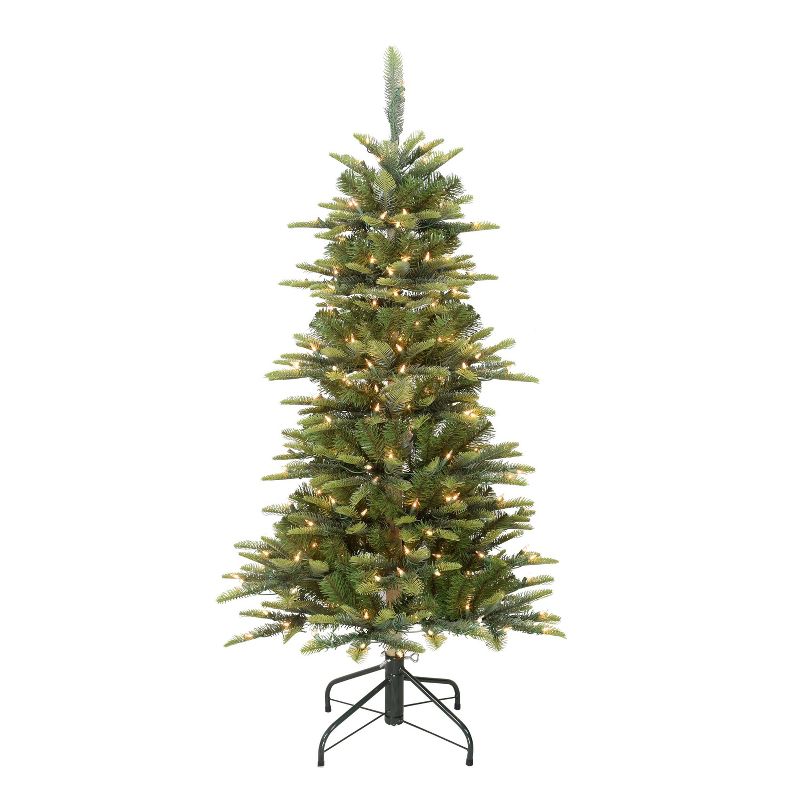 4.5ft Puleo Pre-Lit Slim Aspen Fir Artificial Christmas Tree Clear Lights, 1 of 6
