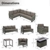 Buenhomino Outdoor Sectional Patio Furniture Set with Fire Pit Table,7 Pieces Wicker Conversation Sets L Shaped Couch with Swivel Chairs - 4 of 4