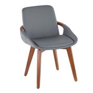 Cosmo Bamboo/Faux Leather Dining Chair Walnut/Gray - LumiSource: Mid-Century, Comfy, Armrest - 1 of 4