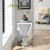 13" Inverted Triangle Mirror Coffee Table with Crystal Diamond Inlay, Silver Glass Side Table for Living Room, Bedroom - 2 of 4