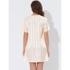 cheibear Women's Short Sleeve Mini length Striped Pajama Dress - 3 of 4