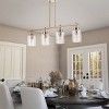 Dewdrop Scandinavian Warm Brass Kitchen Island Light 4 Light Fluted Glass Cylindrical Shades Dual Downrods Suspension ETL - 2 of 4