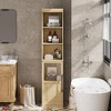 70 Inch Bathroom Storage Cabinet Tall Narrow Storage Cabinet with Open Shelves Natural/White - 4 of 4
