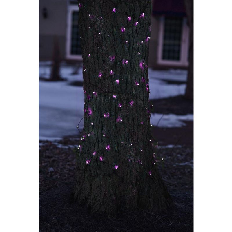 Northlight 2' x 8' Purple Mini Tree Trunk Wrap Christmas Net Lights - Brown Wire, 3 of 4