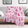FIONECA Whimsical Pink Christmas Pattern Blanket with Cottage Tree and Ornament Design Cozy Soft Holiday Throw Blanket 40x50 inches - 3 of 4