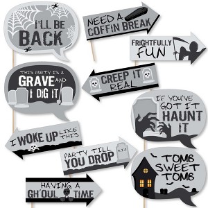 Big Dot of Happiness Funny Graveyard Tombstones - Halloween Party Photo Booth Props Kit - 10 Piece - 1 of 4