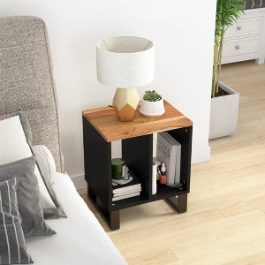 vidaXL Side Table 15.7 in.x12.2 in.x18.1 in. Solid Wood Acacia&Engineered Wood - 1 of 4
