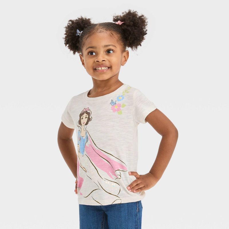Toddler Girls&#39; Disney Snow White Short Sleeve Graphic T-Shirt - Ivory, 1 of 4