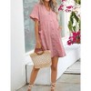 Womens Maternity Dress Swiss Dot V Neck Short Sleeve Button Down Summer Casual Baby Shower Mini Dresses - 4 of 4