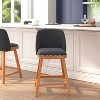 Flash Furniture Julia Set of 2 Transitional Upholstered Counter Stools with Nailhead Trim and Solid Wood Frames - 2 of 4