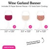 Big Dot of Happiness But First Wine Garland Banner Adult Birthday Party Backdrop 30 Feet of Cord 15 Double Sided Paper Red and White Wine Glass Shapes - 4 of 4