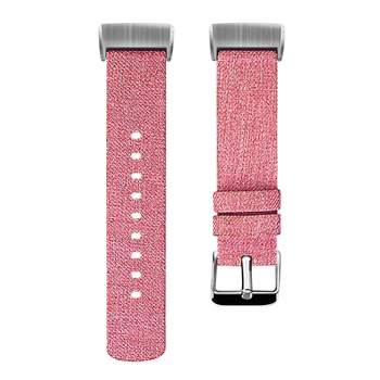 Insten Fabric Watch Band Compatible with Fitbit Charge 3, Charge 3 SE, Charge 4, and Charge 4 SE, Fitness Tracker Replacement Bands, Rose Red