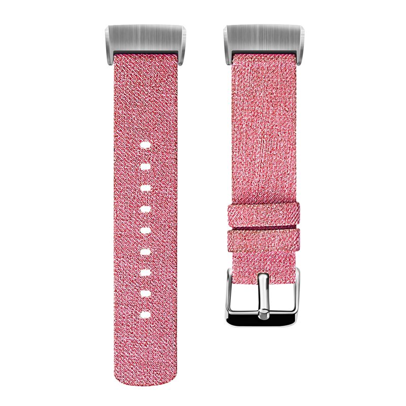 Insten Fabric Watch Band Compatible with Fitbit Charge 3, Charge 3 SE, Charge 4, and Charge 4 SE, Fitness Tracker Replacement Bands, Rose Red, 1 of 7