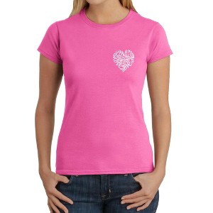 LA Pop Art Cursive Heart - Women's Word Art T-Shirt - 1 of 4