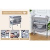 Baby Changing Table, Portable Foldable Changing Station with Waterproof Pad, Adjustable Height Diaper Station with 2 Drawers, Gray - 3 of 4