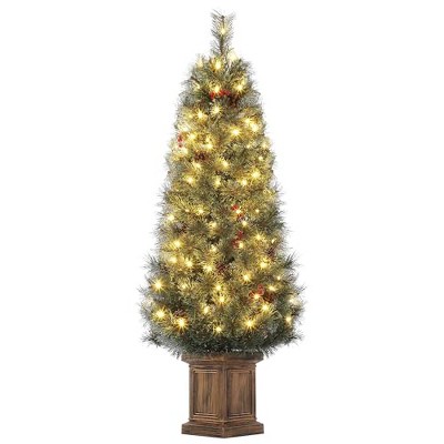 GustoWave 4.5ft Artificial Christmas Tree,Prelit  Durable Plastic, Vintage Potted Base, Perfect for Living Room