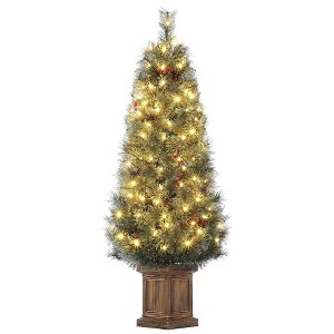 GustoWave 4.5ft Artificial Christmas Tree,Prelit  Durable Plastic, Vintage Potted Base, Perfect for Living Room - 1 of 4