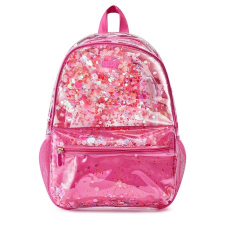 Packed Party Sweet Tart Pink Confetti Backpack Women's Fashion Shoulder Clear Book Bag; Trendy Confetti Look for Work and Travel (Pink - Sweet Tart)