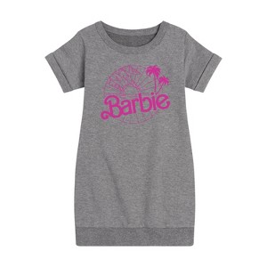 Girls' - Barbie - Sun and Beaches Graphic Short Sleeve Fleece Dress - 1 of 3