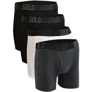 Gold Standard 4-Pack Mens Soft Cotton Boxer Briefs Premium Stretch - 1 of 4