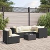 vidaXL Patio Lounge Set with Cushions Sectional Sofa Garden Backyard Poly Rattan - Black and Cream 3x Corner + 2x Middle + Table - 2 of 4
