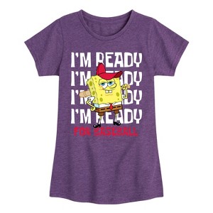 Girls' - SpongeBob SquarePants - Ready For Baseball Fitted Short Sleeve Graphic T-Shirt - 1 of 4