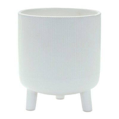 Melrose Ribbed Stone Footed Planter 7"H