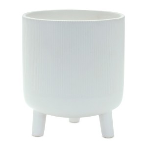 Melrose Ribbed Stone Footed Planter 7"H - 1 of 2