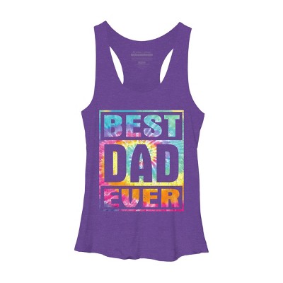 Women's Design By Humans Vintage Tie Dye Best Dad Ever By Racerback Tank Top