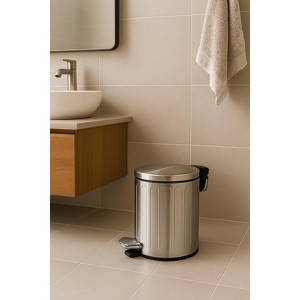 Home Mart Goods 10" Tall Chrome Stainless Steel Step Garbage Can with Removable Inner Bucket, Soft-Close Metal Waste Basket with Foot Pedal - 1 of 4