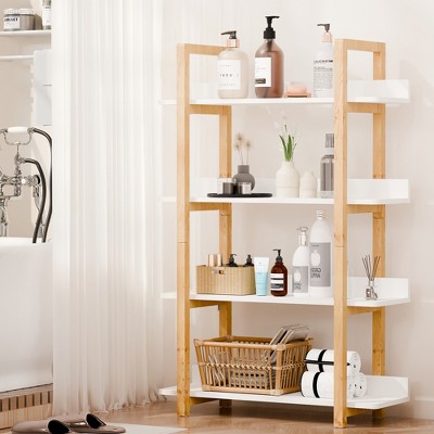 Vertical Bookshelf, 4-Tier Bookcase, Narrow Spine Book Shelf for Small Space, Corner Standing Shelf for Living Room, Study, Entryway