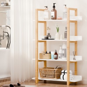 Vertical Bookshelf, 4-Tier Bookcase, Narrow Spine Book Shelf for Small Space, Corner Standing Shelf for Living Room, Study, Entryway - 1 of 4