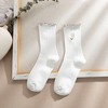 Anna-Kaci Women's 4 Pairs Ribbed Knit Socks with Daisy Embroidery Lettuce Edge Cuffs Soft Stretch Fabric - 2 of 4