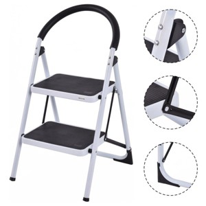 Costway 2 Step Ladder Folding Stool Heavy Duty 330Lbs Capacity Industrial Lightweight - 1 of 4