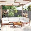 vidaXL Patio Lounge Set - 7 Pieces with Cream Cushions - Solid Acacia Wood - Includes Corner Sofa, Middle Sofa, Table - Rustic Design - 2 of 4