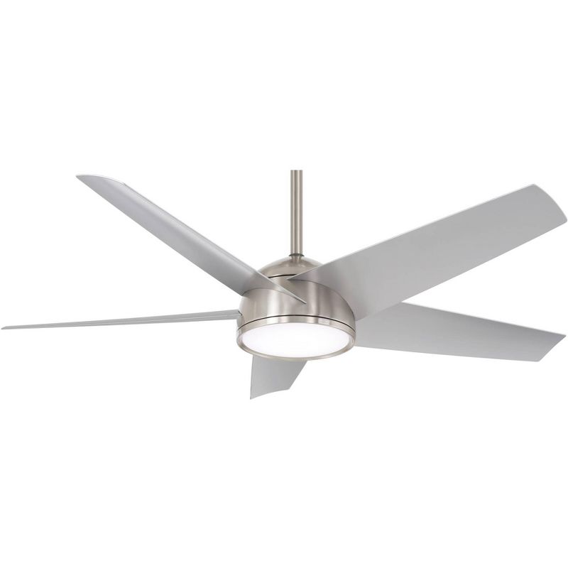 58" Minka Aire Chubby Brushed Nickel LED Smart Ceiling Fan with Remote, 1 of 5